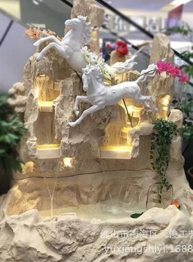 流水喷泉摆件假山鱼池花园别墅庭院水景雕塑摆设装饰马砂岩工艺品