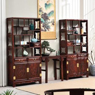 国标家具阔叶黄檀博古架印尼黑酸枝展示架多宝阁古董架子