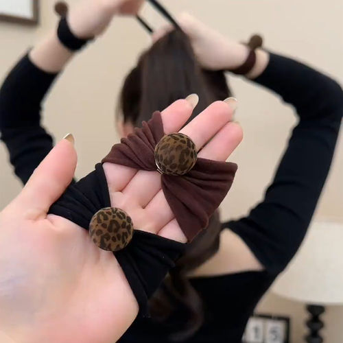 秋冬植绒豹纹面膜发圈女高级感2025新款扎头发丸子头马尾头绳皮筋