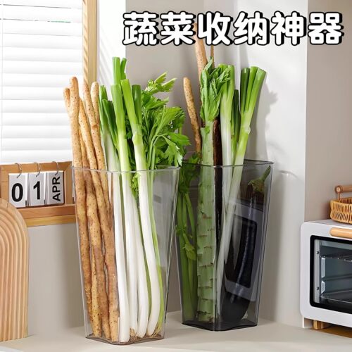多功能大葱收纳盒铁棍山药透明收纳桶厨房姜蒜食材大容量蔬菜收纳