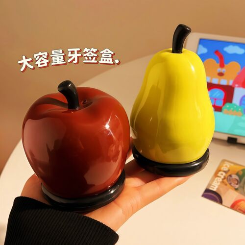 新款苹果梨牙签筒家用棉棒盒高颜值可爱创意高档牙线盒牙签收纳盒