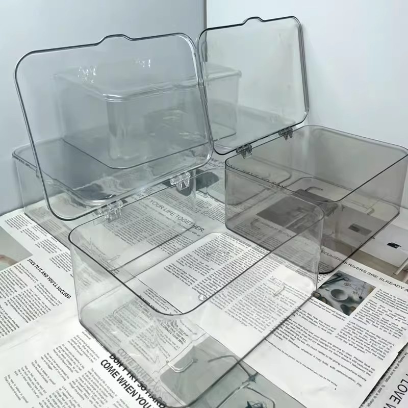 翻盖式桌面收纳盒透明亚克力