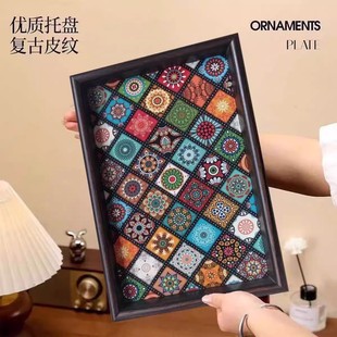 高档复古茶盘胡桃木首饰长方形轻奢木质收纳酒杯茶水文玩茶盘托盘