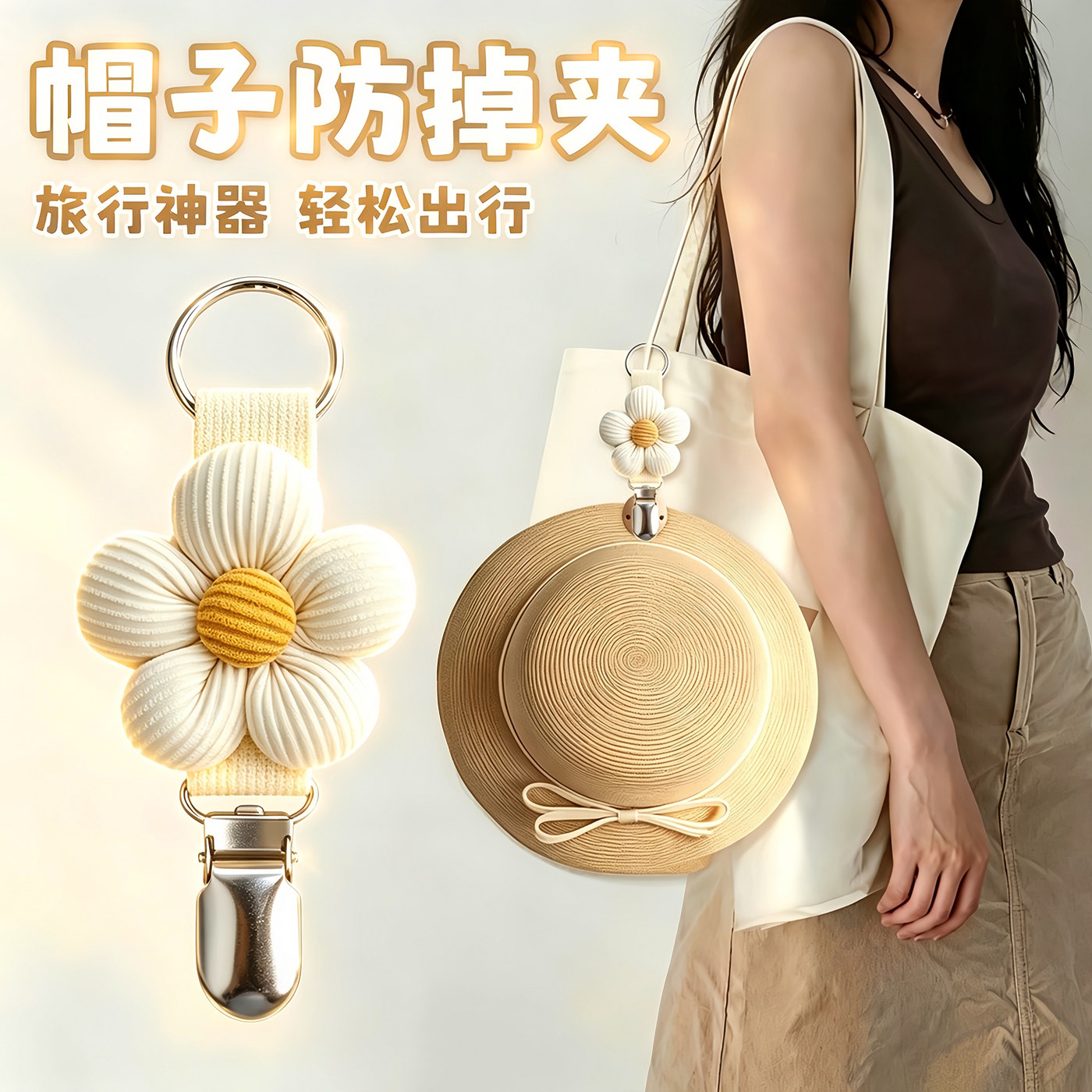 新款花朵夹子出行帽夹旅行