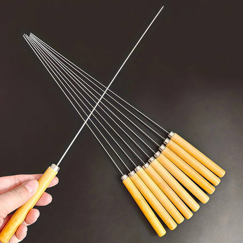 烧烤签子不锈钢木柄串串圆签羊肉