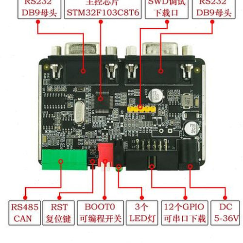 极速STM32F103C8T6开发板多路RS232RS485CANUART双串口ARM单片机