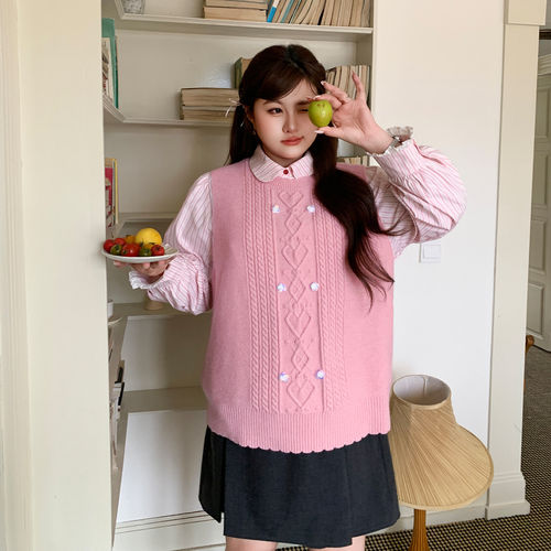 YUZI鱼子学院风套装微胖大码女