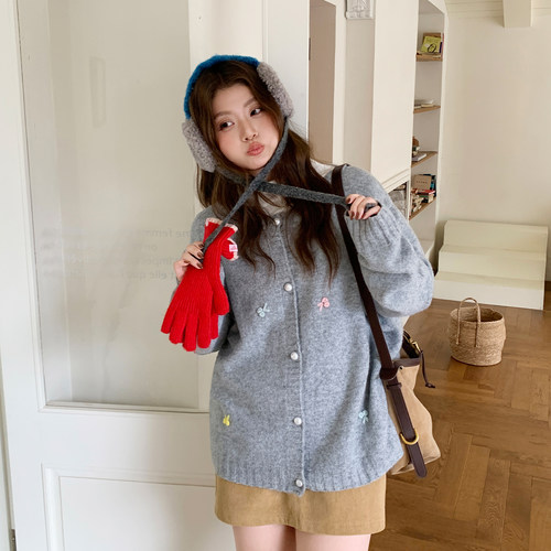 YUZI鱼子针织开衫毛衣特大码秋冬