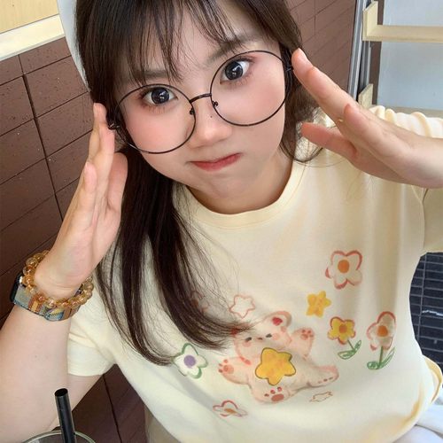 YUZI鱼子可爱印花T恤大码女