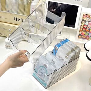 面膜收纳盒亚克力梳妆台透明分格盒桌面化妆品大容量护肤品置物架