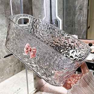 桌面收纳盒亚克力透明办公桌零食篮杂物筐化妆品护肤品盒子整理箱