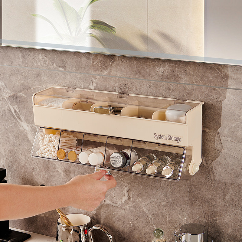 卫生间浴室置物架免打孔壁挂式镜柜前收纳盒洗漱台化妆品收纳架子,收纳整理,壁式收纳盒,淘宝优惠券,粉丝福利购,淘宝优惠卷