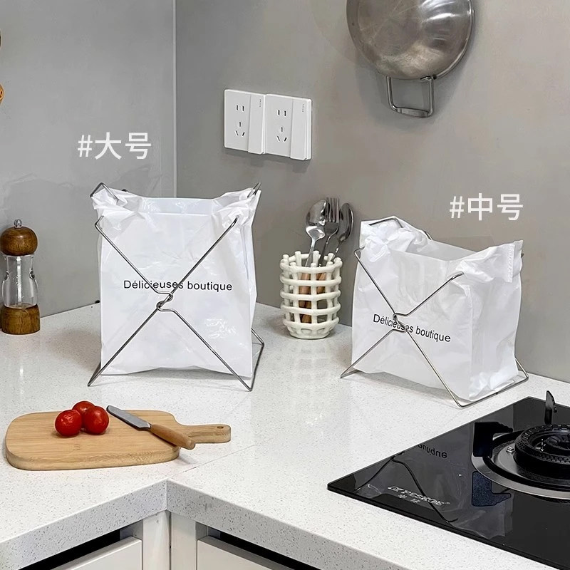 厨房不锈钢垃圾架桌面垃圾袋桶挂架收纳架神器台面塑料袋支撑架子