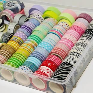 手账胶带收纳盒和透明纸胶带收纳架翻盖收纳分装整理盒整卷展示