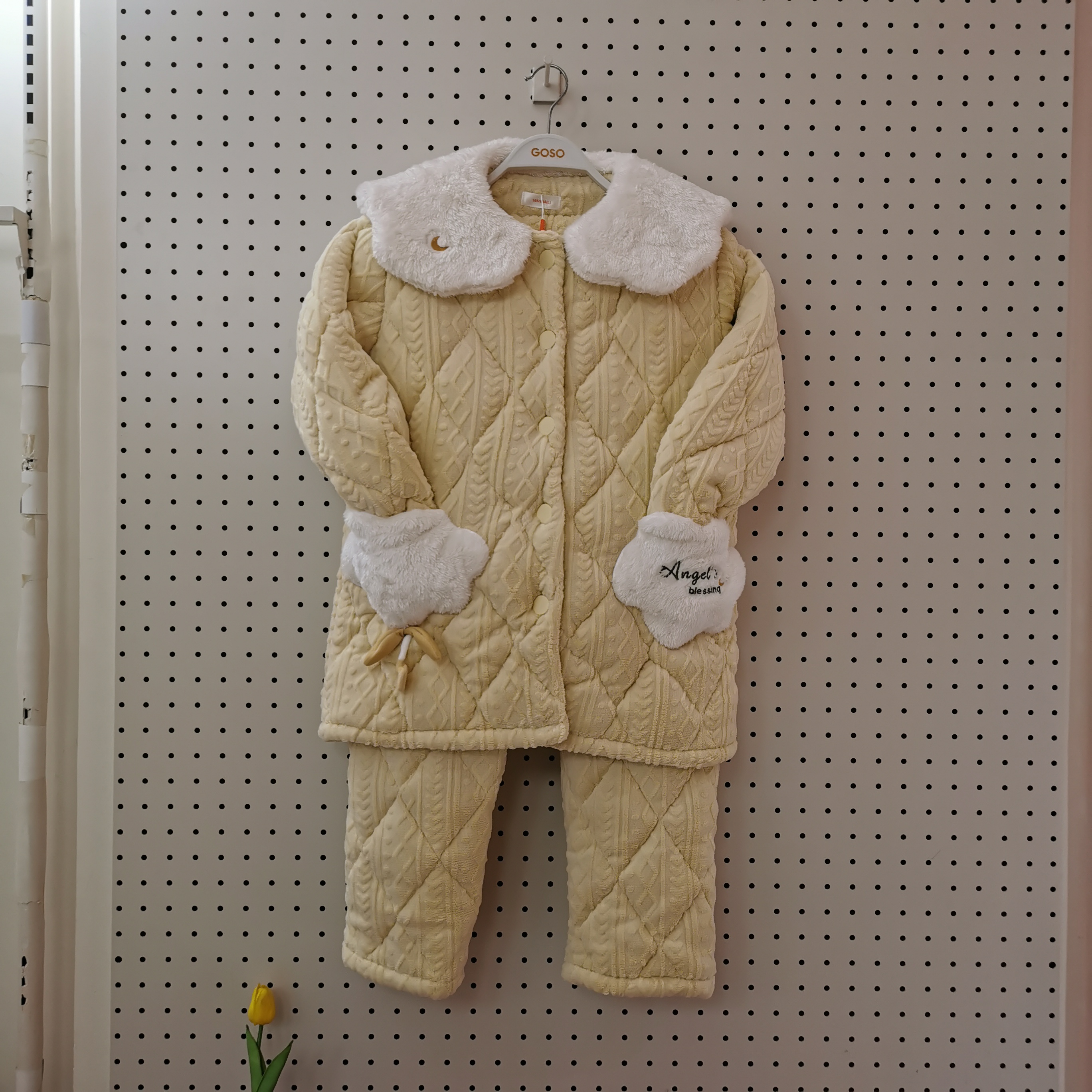 香蜜闺秀25403092女士新款毛绒娃娃领可爱减龄加厚夹棉家居服套装