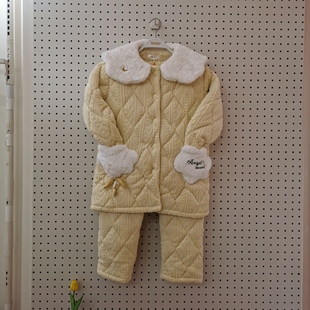 香蜜闺秀25403092女士新款 毛绒娃娃领可爱减龄加厚夹棉家居服套装