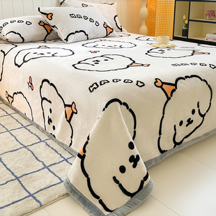 a类母婴级加厚牛奶绒床单单件珊瑚法兰绒毯被单双面毛绒冬季加绒