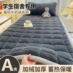 冬天加厚保暖法兰牛奶绒床垫学生宿舍褥子垫被单人床单毛毯软垫子