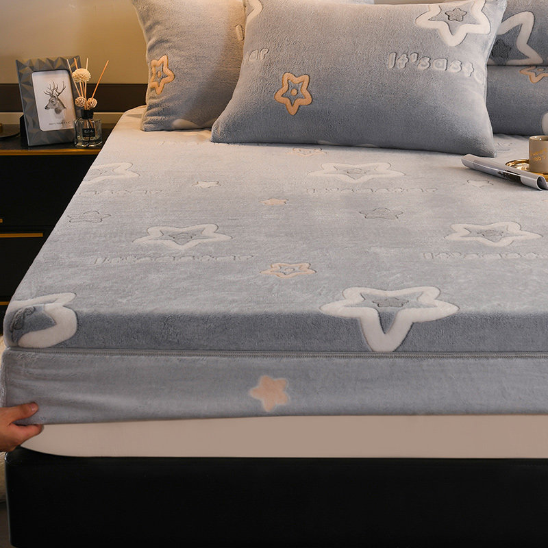 珊瑚绒床笠冬天加绒法兰绒床罩单件牛奶绒床垫保护套加厚床单全包