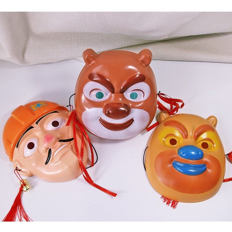 新儿童搞笑熊出没熊大熊二面具cos全脸装扮表演活动面具