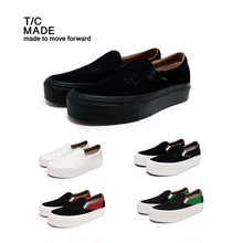 TC MADE 013新款一脚蹬高密帆布鞋 厚底拼接皮 增高 硫化低帮板鞋