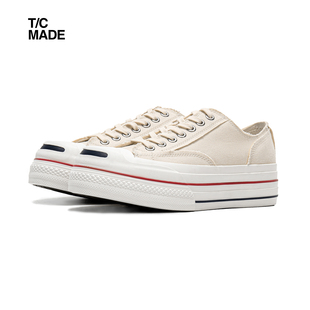 增高硫化小白鞋 TCMADE 复古日系低帮 开口笑厚底帆布鞋 023