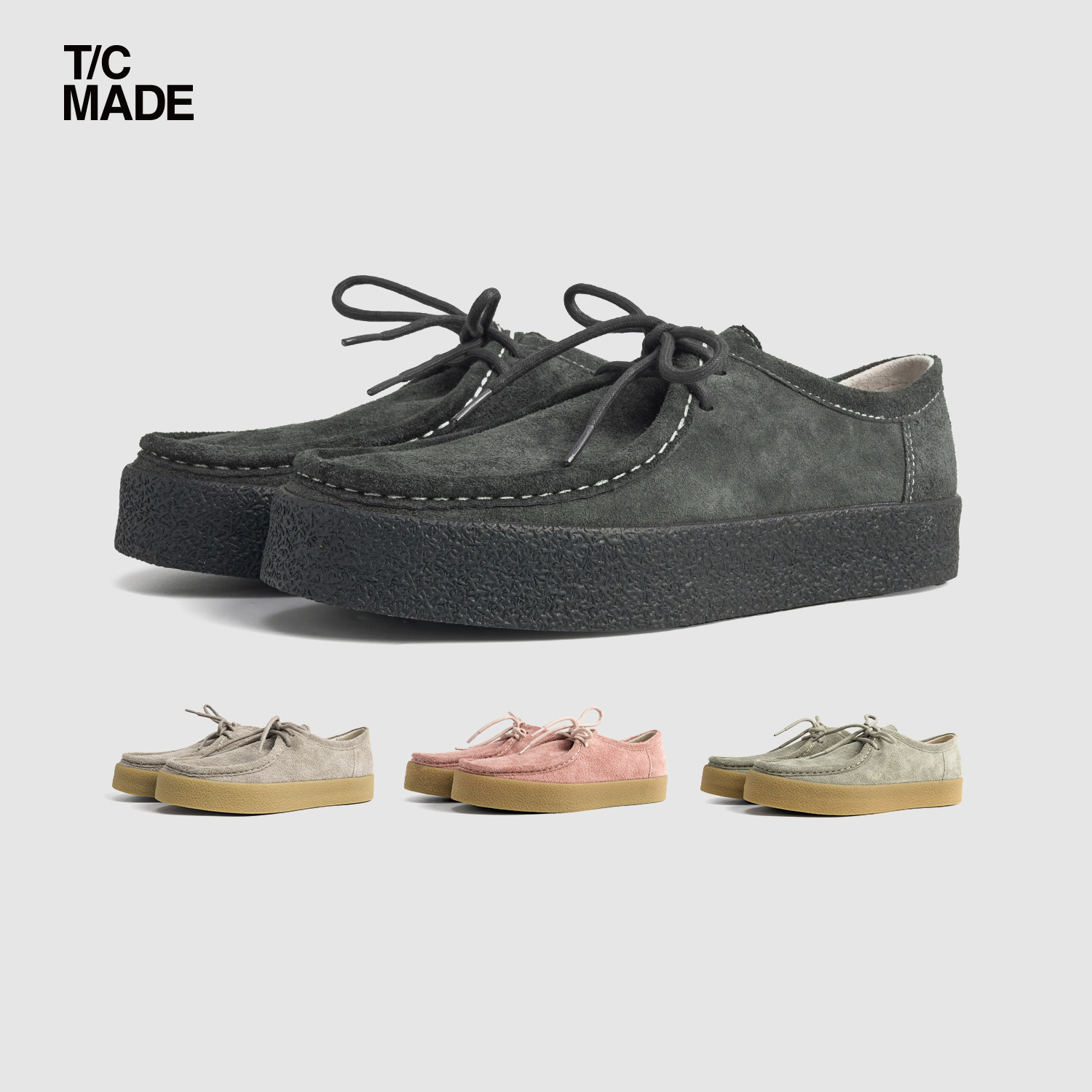 TCMADE 039新秋冬反绒牛皮莫卡辛复古硫化低帮袋鼠鞋穆勒系带板鞋,流行男鞋,休闲板鞋,淘宝优惠券,粉丝福利购,淘宝优惠卷