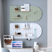 实木洞洞板定制墙上装 饰隔板置物架北欧风入户挂板客厅玄关收纳架