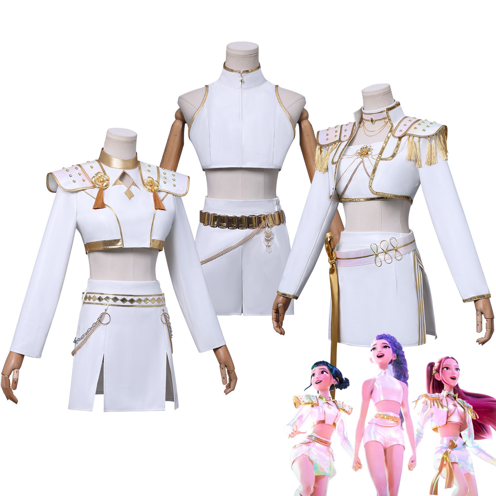 跨境新款韩流K-POP猎魔女团服米拉佐依鲁米白皮款cosplay服