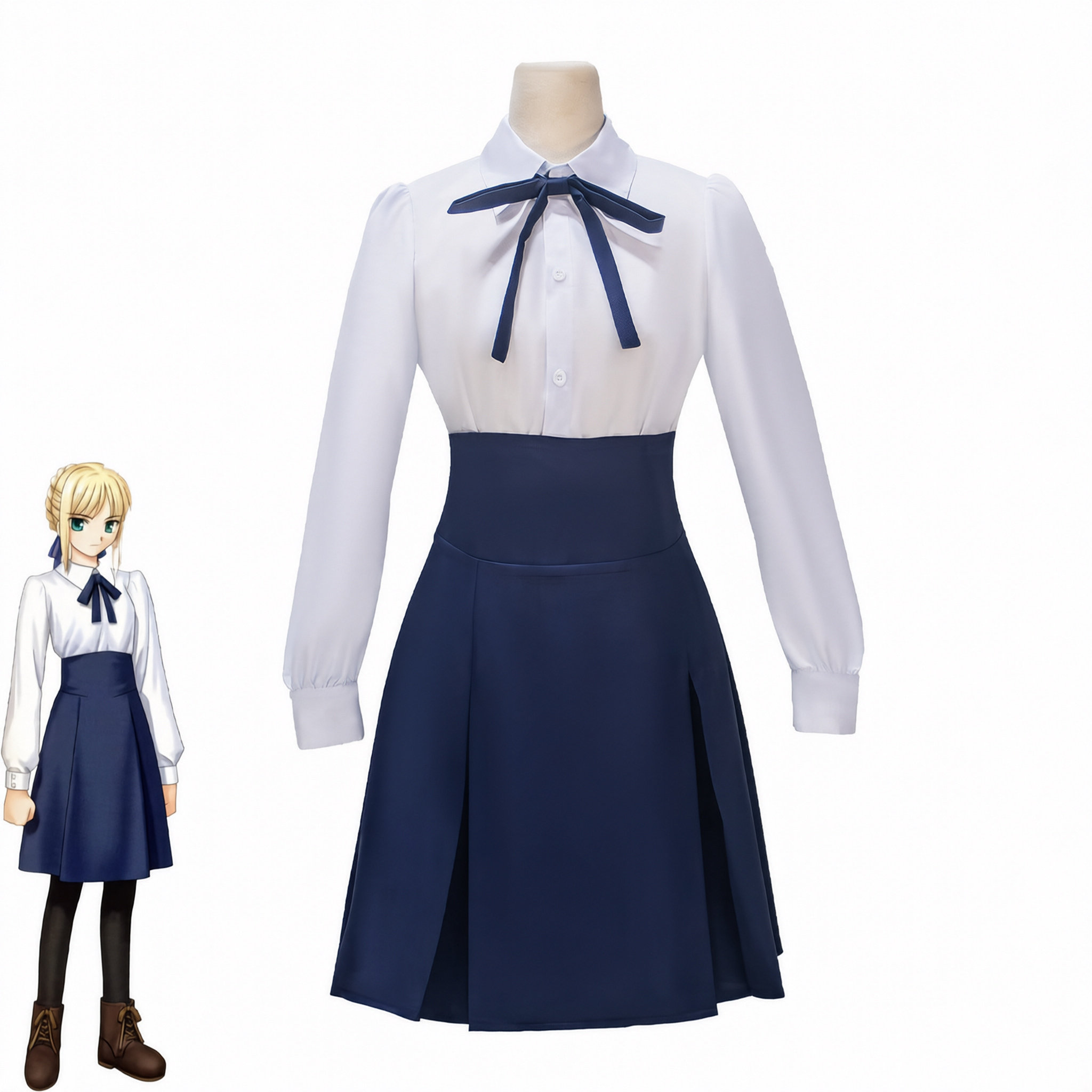 Fatestaynight吾王saber蓝白日常服阿尔托莉雅cosplay动漫服装