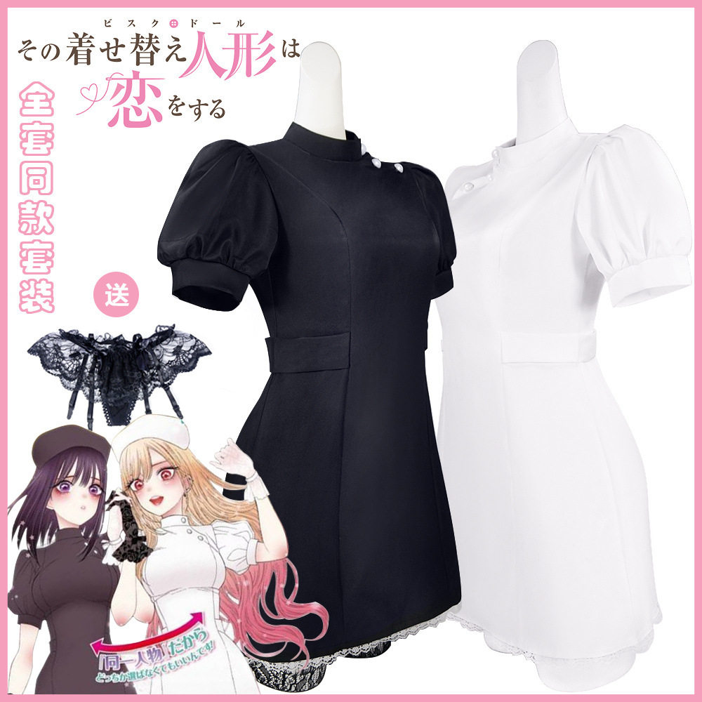 更衣人偶坠入爱河黑江雫cos服 女装黑色护士cosplay角色扮演服装