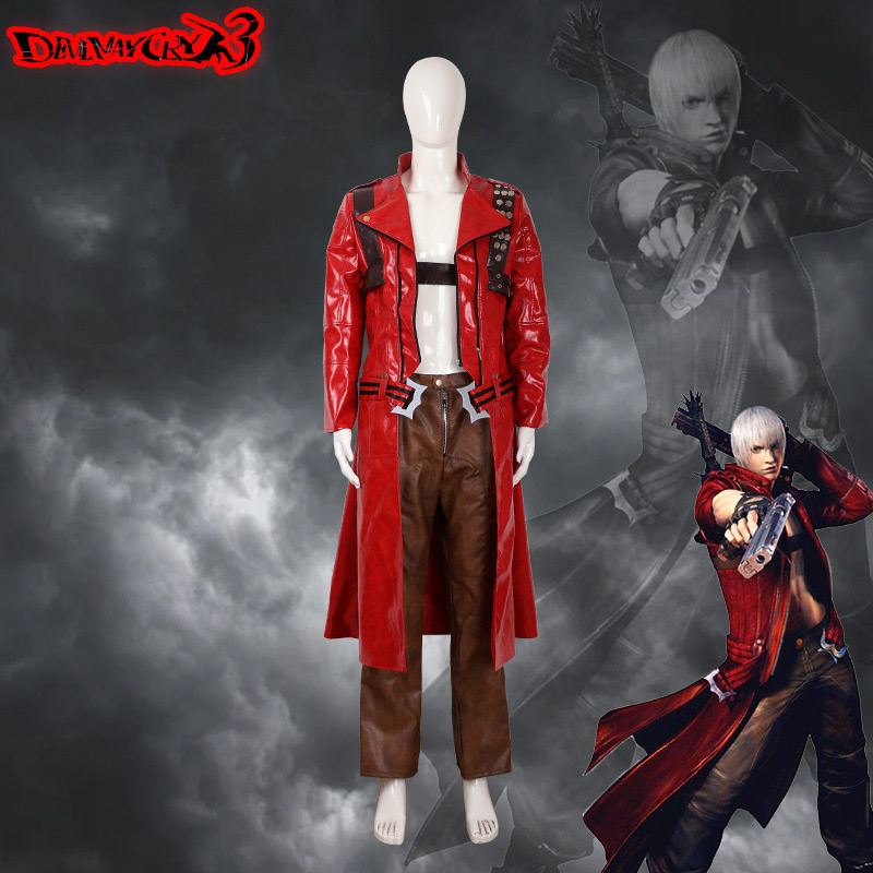 鬼泣3但丁cosplay动漫人物服装万圣节衣服跨境欧美皮质风衣