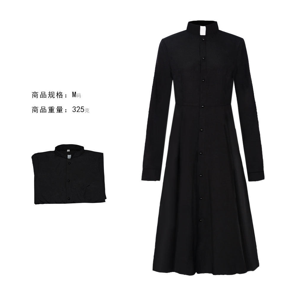 24跨境新款 中世纪女式牧师cos服 亚马逊 角色扮演女式神父