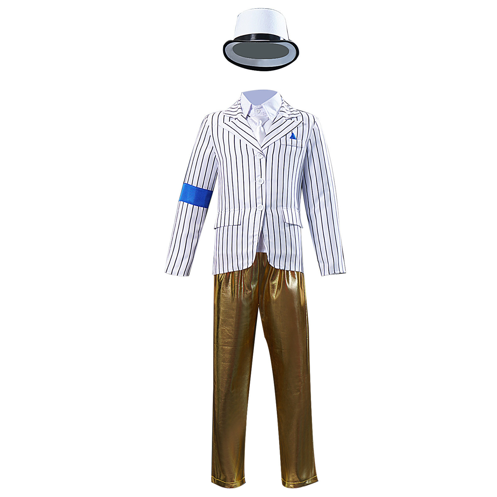 迈克白条纹西装男孩杰克逊舞台服装万圣节表演服万圣节儿童服装