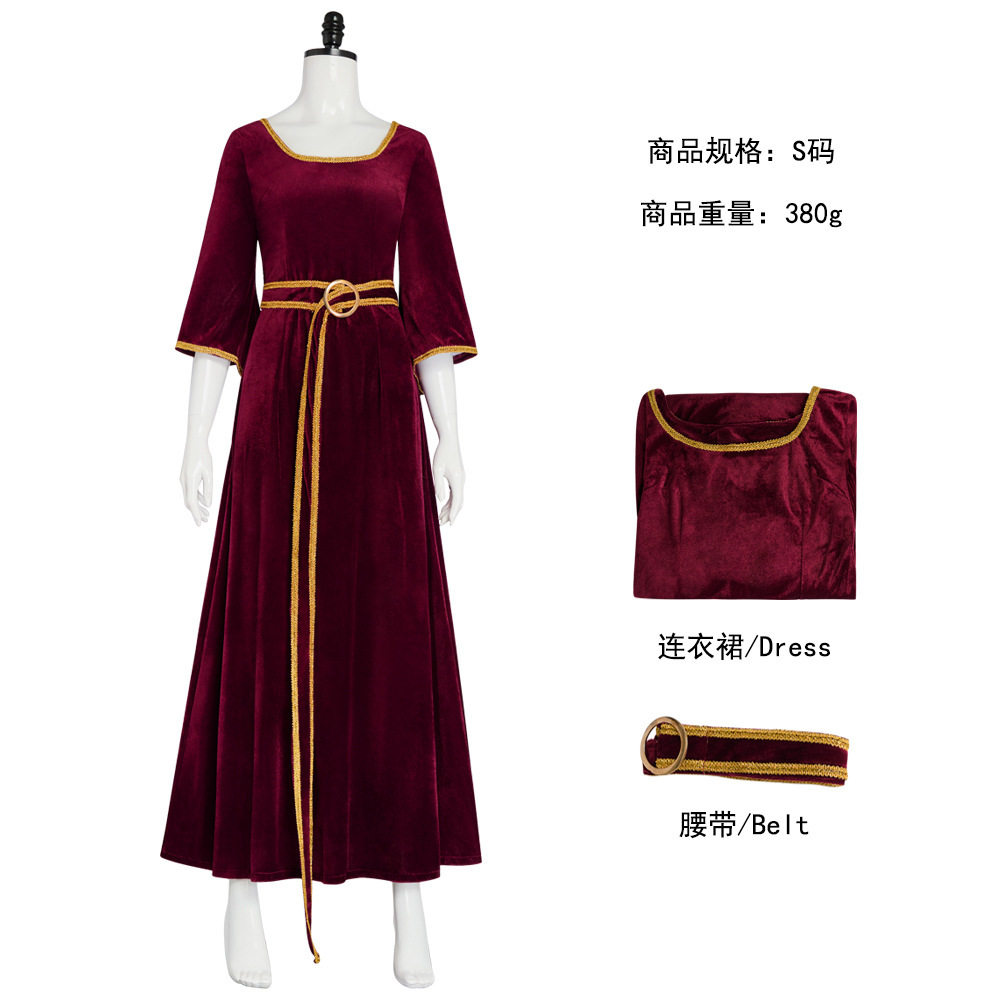 魔发奇缘长发公主葛索妈妈cos服欧美万圣节角色扮中世纪连衣裙子