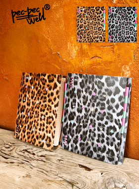 PECPECWELL活页笔记本【豹纹系列-Plus款】B5可拆卸内页大容量防水记事本高级感办公横线康奈尔内页学生用