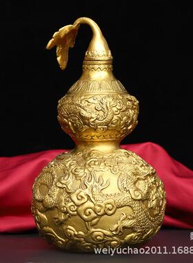 厂家纯铜龙葫芦摆件双龙戏珠葫芦龙纹葫芦家居工艺品摆件