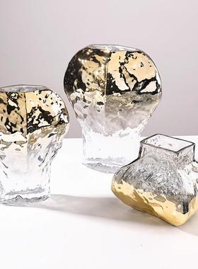 异形几何渐变玻璃花瓶客厅卧室桌面摆放插彩色花瓶花器家居装饰品