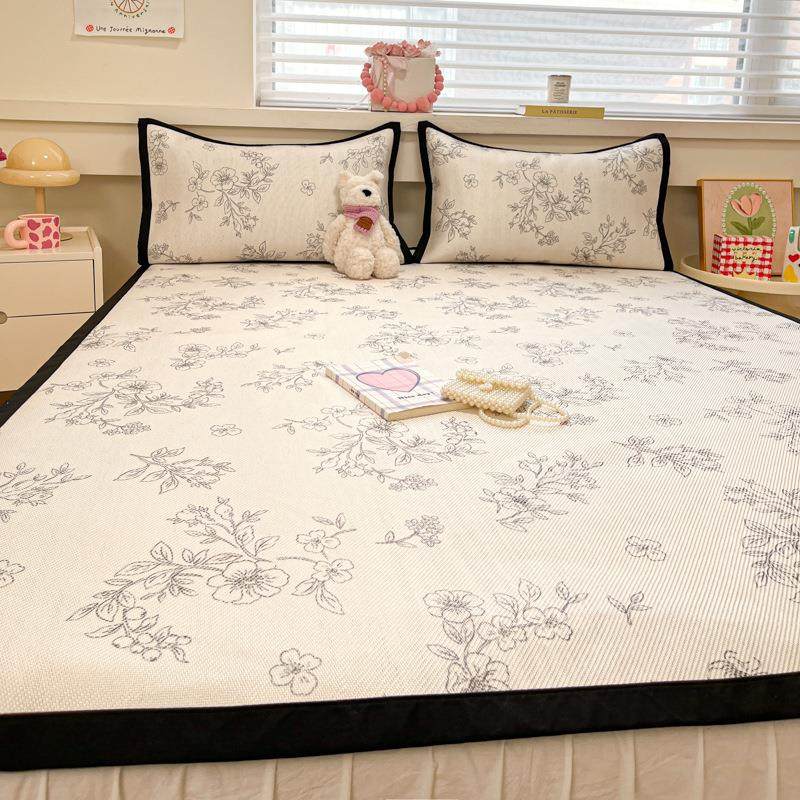 夏天冰藤席三件套法式复古冰丝凉席夏季宿舍单人席子可水洗软席,床上用品,藤席,淘宝优惠券,粉丝福利购,淘宝优惠卷