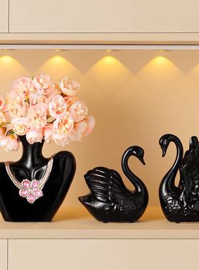 欧式天鹅摆件轻奢高档创意家居现代家居工艺品客厅酒柜电视柜装饰