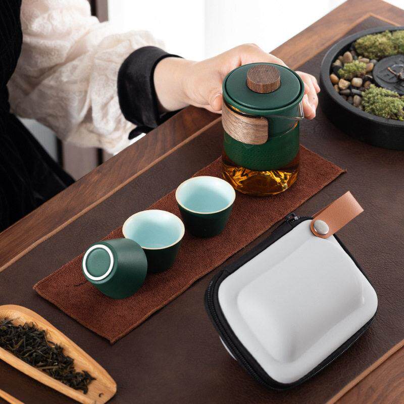 远山陶瓷旅行茶具一壶三杯快客杯便携式茶具套装公司地产伴手礼品