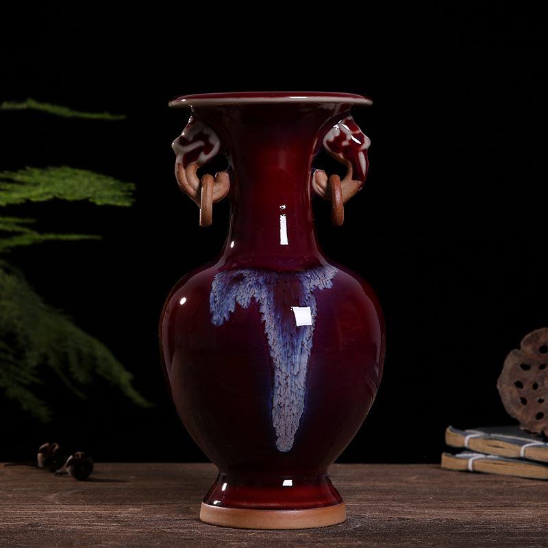 仿古陶瓷花瓶摆件 客厅 插花钧瓷小花瓶家居饰品客厅电视柜工艺品