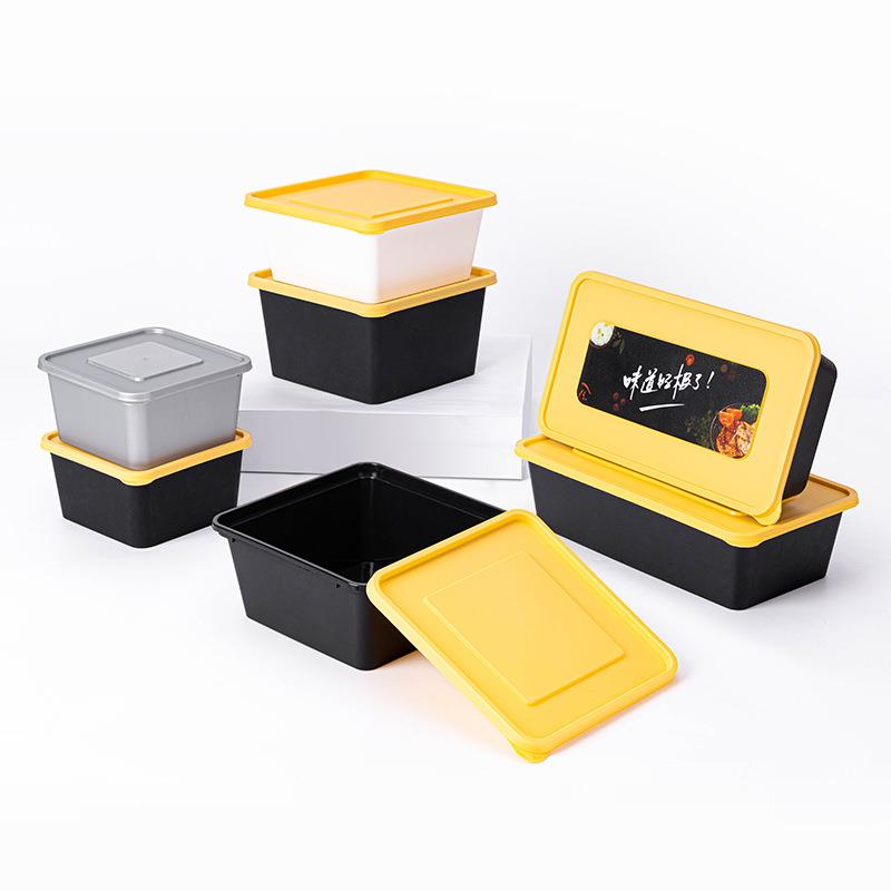 赛卓一次性餐盒方形打包盒轻食创意外卖美式快餐便当塑料双层高档