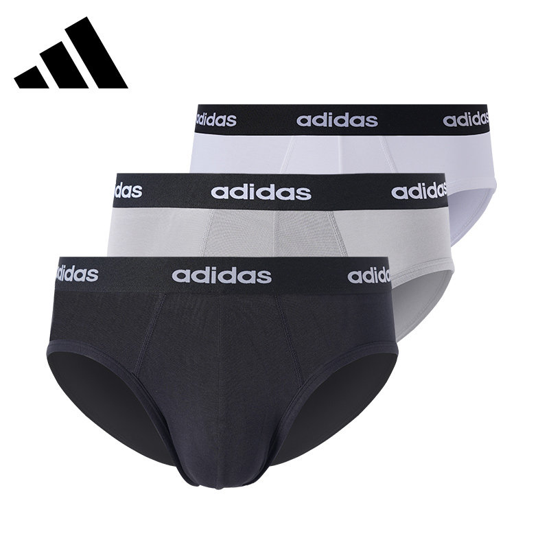 Adidas/阿迪达斯透气棉质男士平角三角内裤跑步运动健身打底短裤