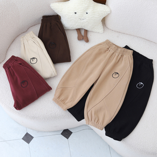 儿童加绒裤子一体绒男女宝宝春秋冬休闲运动裤束脚卫裤宽松柔软棉
