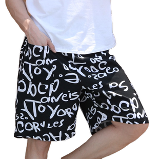 棉绸睡裤男夏季薄款人造棉家居短裤加大码沙滩宽松男士绵绸裤衩子