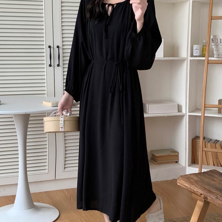 长款连衣裙棉绸睡裙女夏薄款绵绸睡衣纯色新中式可外穿宽松家居裙