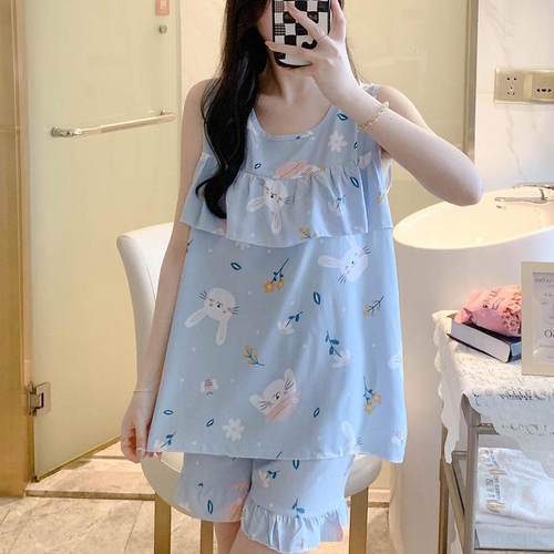 女夏防凸点无袖短裤棉绸睡衣