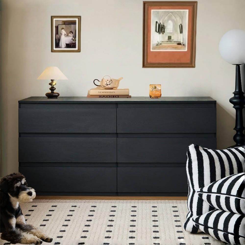 黑色斗柜家用卧室收纳柜大容量简约现代抽屉柜多层储物客厅电视柜