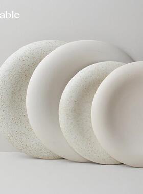 Hitable云上浅盘哑光陶瓷覆古平盘家用盘子创意水果盘小众甜品盘